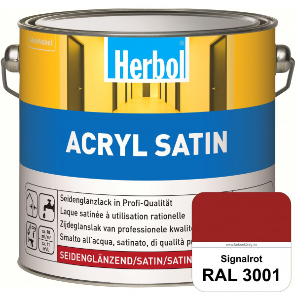 Acryl Satin (RAL 3001 Signalrot) wasserverdünnbarer seidenglänzender Lack (Innen & Außen)