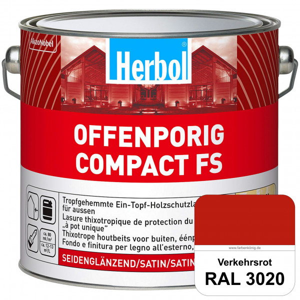 Offenporig Compact FS (RAL 3020 Verkehrsrot) Rationelle & thixotrope Ein-Topf-Holzlasur (außen)