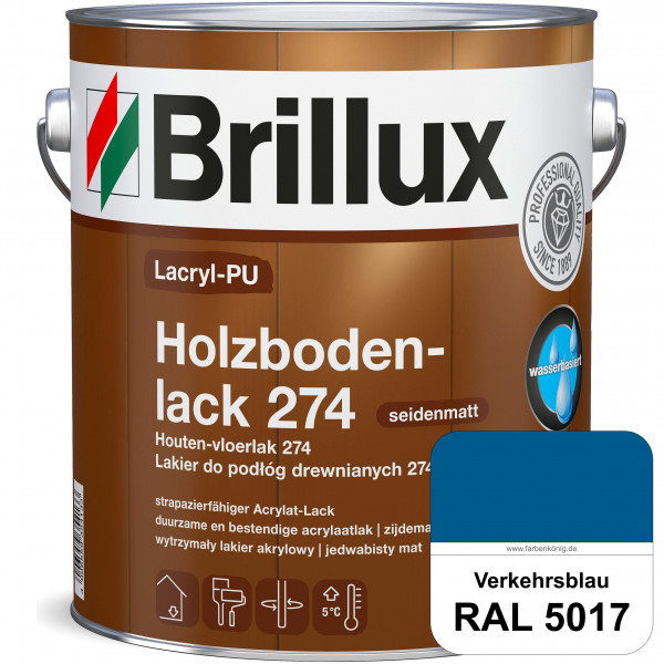 Lacryl-PU Holzbodenlack 274 (RAL 5017 Verkehrsblau) hochwertige & widerstandsfähige, deckende Versie