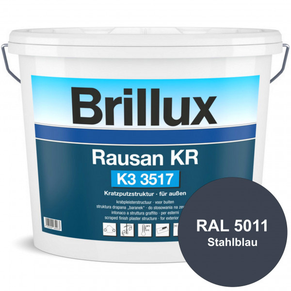 Rausan KR K3 3517 mit Protect (RAL 5011 Stahlblau) Organisch gebundener Kratzputz für wetterbeständi