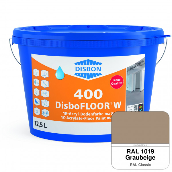 DisboFLOOR W 400 1K-Acryl-Bodenfarbe (RAL 1019 Graubeige)