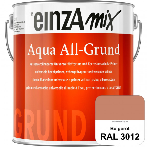 einzA Aqua All-Grund (RAL 3012 Beigerot) Wasserverdünnbarer Haftgrund & Korrosionsschutz-Primer