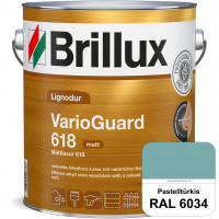 Mattlasur 618 (RAL 6034 Pastelltürkis) matte & wetterbeständige Lasur (lösemittelhaltig) für Laub- u