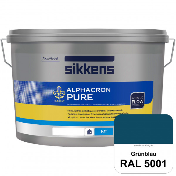 Alphacron Pure (RAL 5001 Grünblau) Edelmatte & hochertige Premium Wandfarbe für glatte Untergründe.