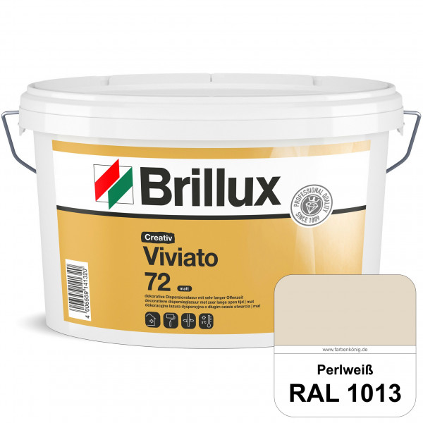 Creativ Viviato 72 (RAL 1013 Perlweiß) Tuchmatte Dispersionslasur für die dekorative Wandgestaltung