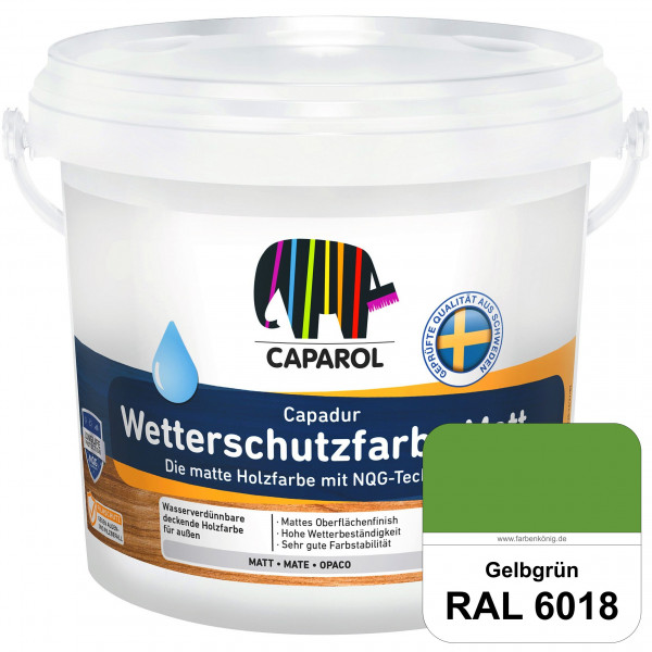 Capadur Wetterschutzfarbe Matt (RAL 6018 Gelbgrün) matte Holzfarbe mit NQG-Technologie für außen