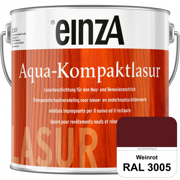 einzA Aqua-Kompaktlasur (RAL 3005 Weinrot) wasserverdünnbare & feuchtigkeitsregulierende Lasurbeschi