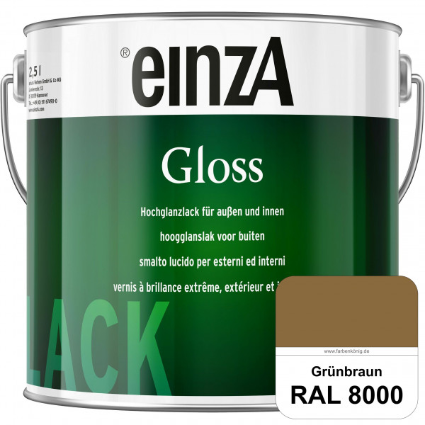 einzA Gloss (RAL 8000 Grünbraun) Hochwertiger Alkydharzlack in Premium-Qualität, hochglänzend.