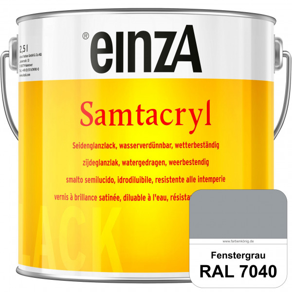 einzA Samtacryl (RAL 7040 Fenstergrau) wetterbeständige seidenglänzende Acryl-PU-Lackfarbe