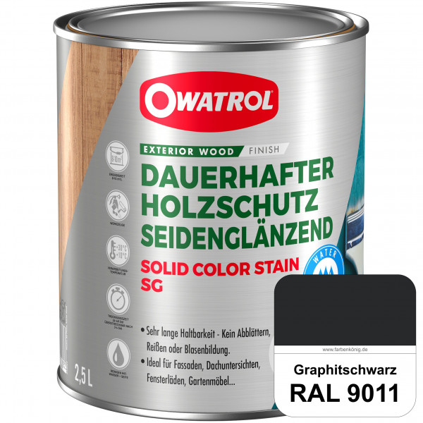 Solid Color Stain SG (RAL 9011 Graphitschwarz) deckende und seidenglänzende Wetterschutzfarbe außen