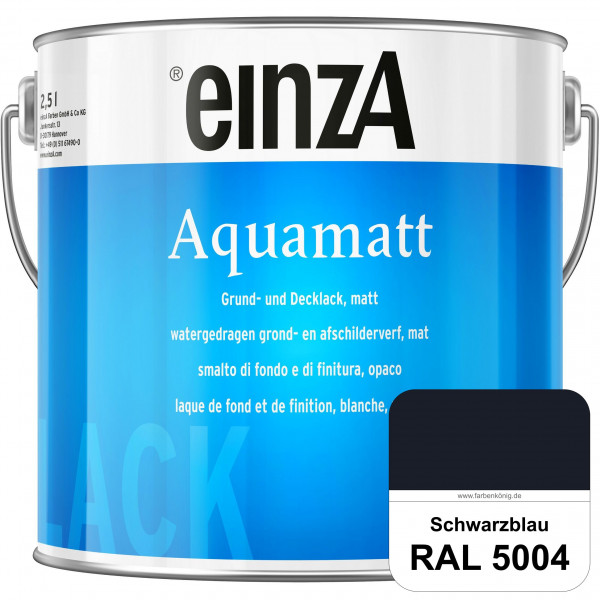 einzA Aquamatt (RAL 5004 Schwarzblau) Wasserverdünnbare Vorstreichfarbe & matte Lackfarbe