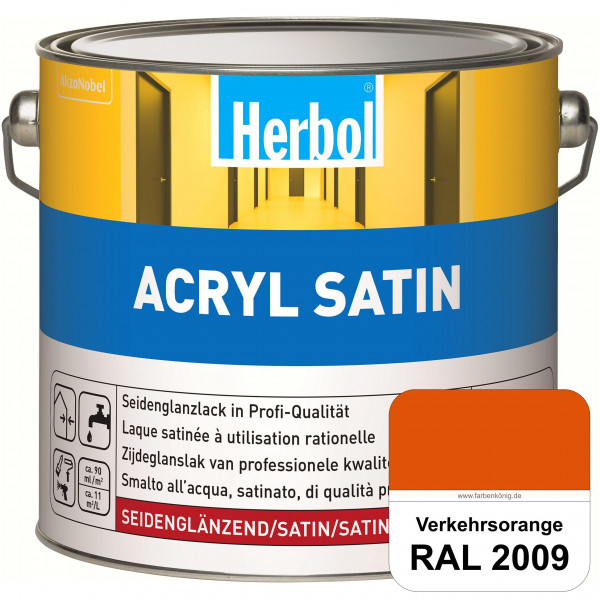 Acryl Satin (RAL 2009 Verkehrsorange) wasserverdünnbarer seidenglänzender Lack (Innen & Außen)