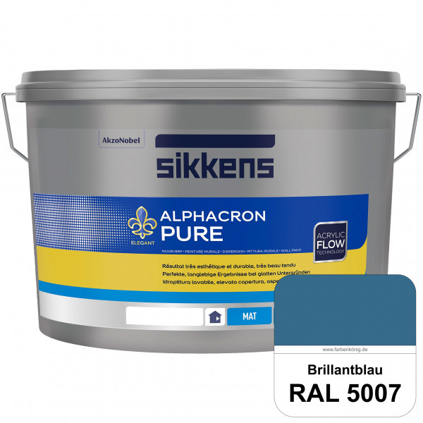 Alphacron Pure (RAL 5007 Brillantblau) Edelmatte & hochertige Premium Wandfarbe für glatte Untergrün