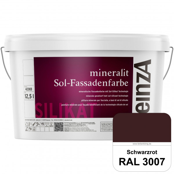 einzA mineralit Sol Fassadenfarbe (RAL 3007 Schwarzrot) mineralische Fassadenfarbe mit Sol-Silikat T