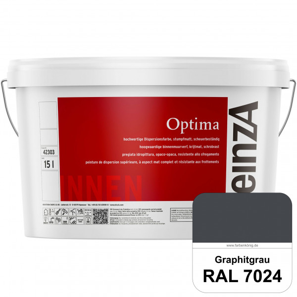 einzA Optima (RAL 7024 Graphitgrau) Stumpfmatte Dispersionsfarbe für hochwertige Anstriche