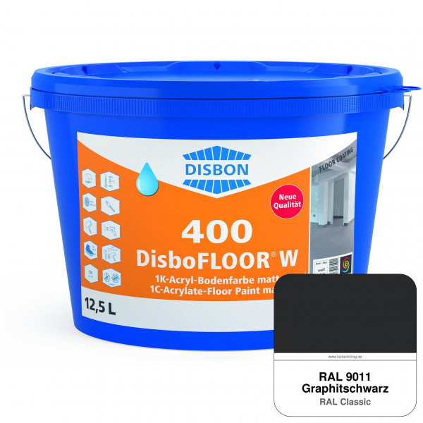 DisboFLOOR W 400 1K-Acryl-Bodenfarbe (RAL 9011 Graphitschwarz)