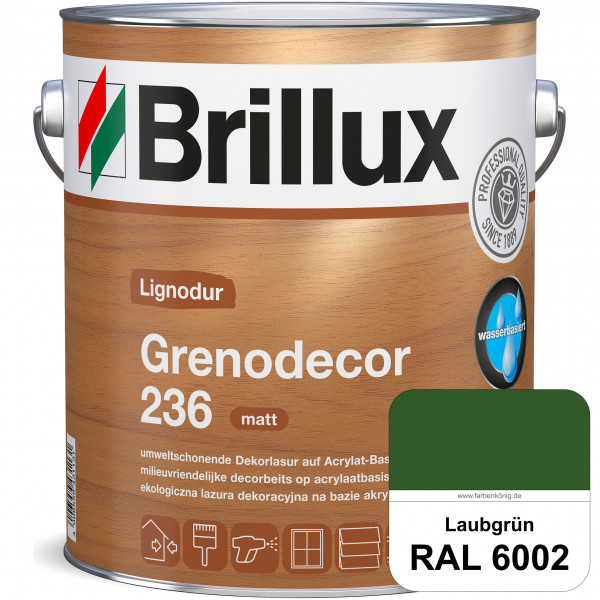 Grenodecor 236 (RAL 6002 Laubgrün) Umwelt- und gesundheitsschonende, diffusionsfähige Dekorlasur mit
