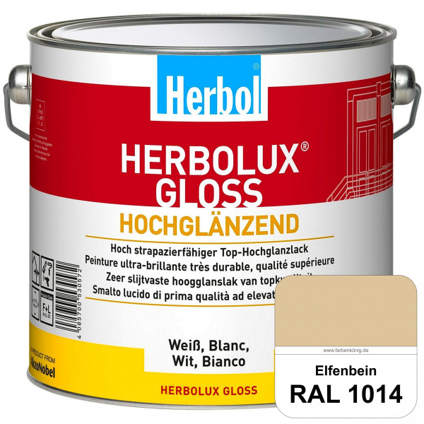 Herbolux Gloss (RAL 1014 Elfenbein) strapazierfähiger Top-Hochglanzlack (lösemittelhaltig) für innen