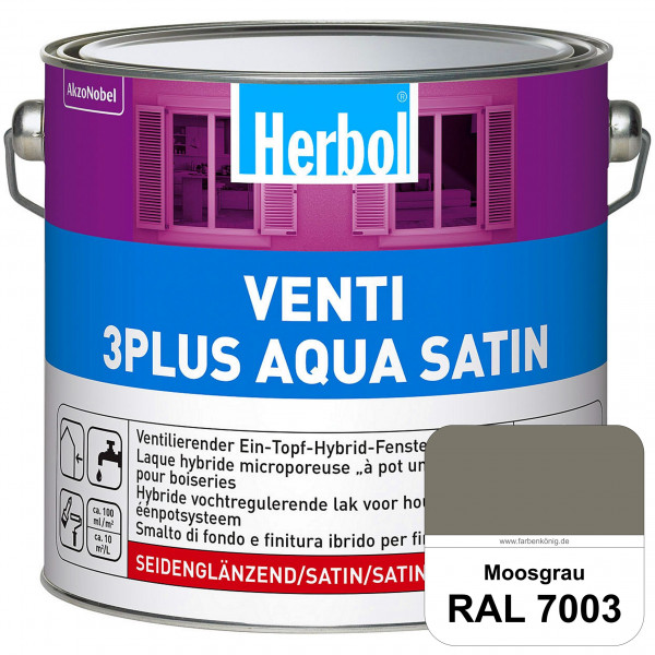 Venti 3Plus Aqua Satin (RAL 7003 Moosgrau) wasserbasierter & feuchtigkeitregulierender Ein-Topf-Fens