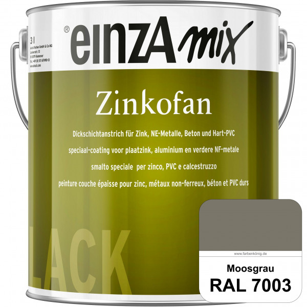 einzA Zinkofan (RAL 7003 Moosgrau) Hoch wetterbeständiges "Dickschicht-1-Topf-System"