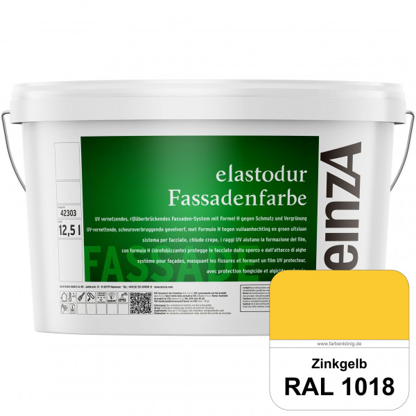 einzA elastodur Fassadenfarbe (RAL 1018 Zinkgelb) UV-vernetzendes & rissüberbrückendes Fassadenfarbe