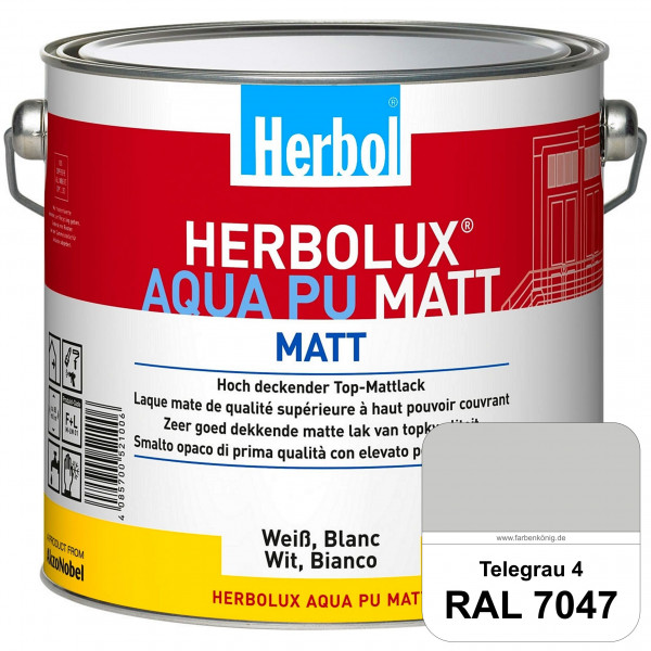 Herbolux Aqua PU Matt (RAL 7047 Telegrau 4) Top-PU-Mattlack auf Wasserbasis (Innen)
