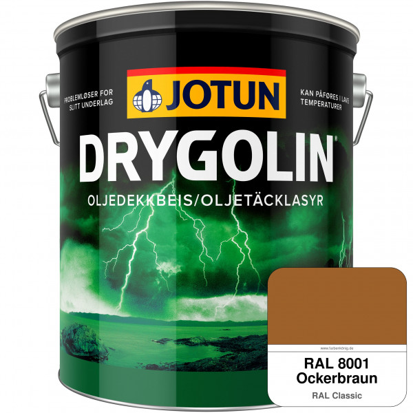 DRYGOLIN Oljedekkbeis - Deckende & wetterbeständige Öllasur für Außen (RAL 8001 Ockerbraun)