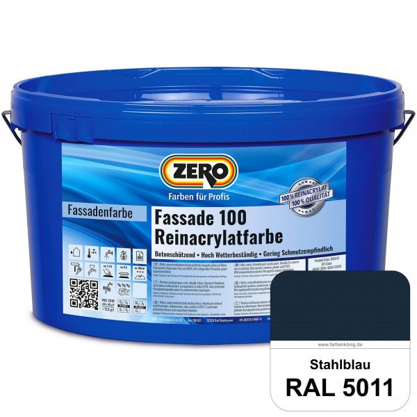 Fassade 100 Reinacrylatfarbe (RAL 5011 Stahlblau)