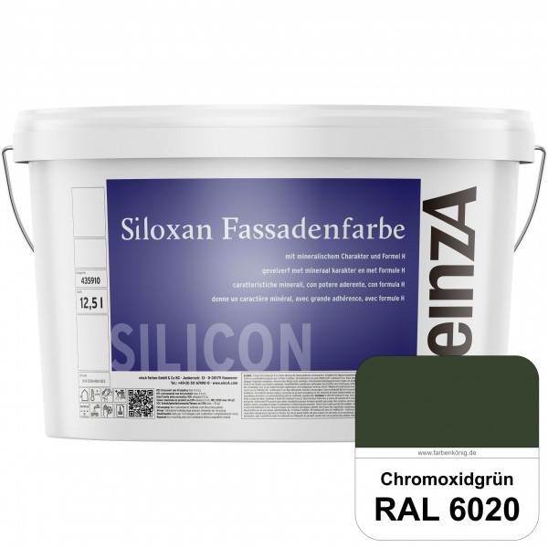 einzA Siloxan Fassadenfarbe (RAL 6020 Chromoxidgrün) Siliconvergütete Fassadenfarbe