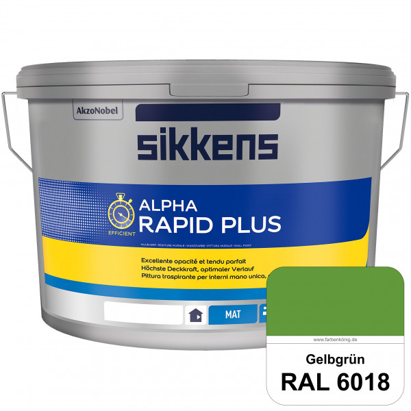 Alpha Rapid Plus (RAL 6018 Gelbgrün) Hochwertige & stumpfmatte Wandfarbe für mittlere Belastungen