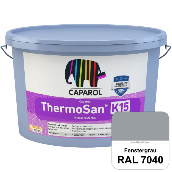 Capatect ThermoSan® Fassadenputz NQG® (K 15) (RAL 7040 Fenstergrau) Kratzputz-Struktur in Körnung 1,