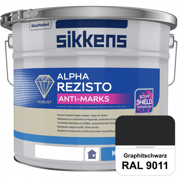 Alpha Rezisto Anti-Marks (RAL 9011 Graphitschwarz) Extrem widerstandsfähige Innenwandfarbe
