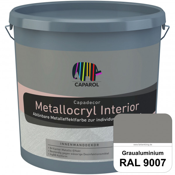 Capadecor Metallocryl Interior (RAL 9007 Graualuminium) Glänzende Dispersionsfarbe mit metallischer