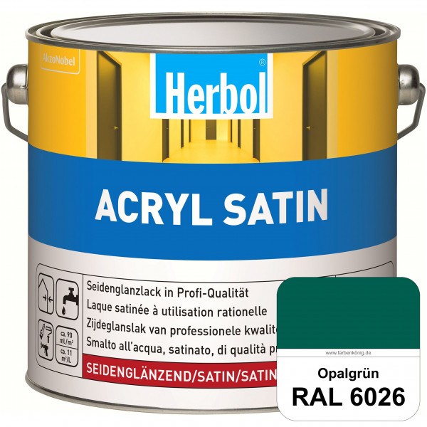 Acryl Satin (RAL 6026 Opalgrün) wasserverdünnbarer seidenglänzender Lack (Innen & Außen)