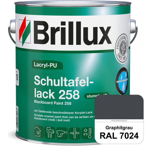 Lacryl-PU Schultafellack 258 (RAL 7024 Graphitgrau) wasserbasierter und matter Schultafellack (innen