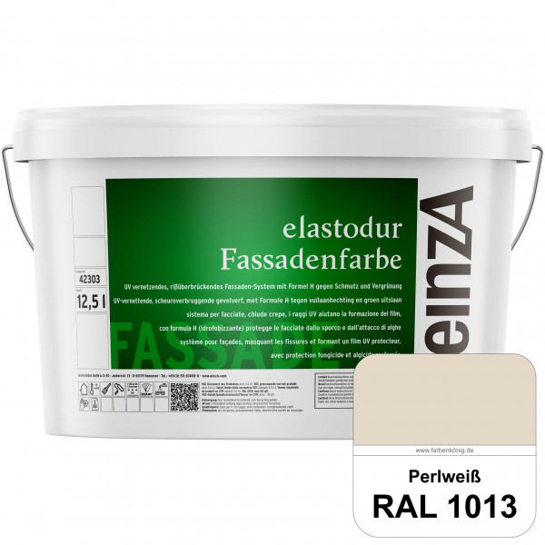 einzA elastodur Fassadenfarbe (RAL 1013 Perlweiß) UV-vernetzendes & rissüberbrückendes Fassadenfarbe