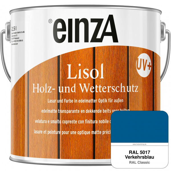 einzA Lisol Holz- und Wetterschutz Lasur und Farbe (RAL 5017 Verkehrsblau)