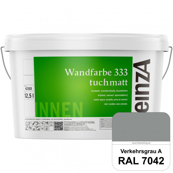 einzA Wandfarbe 333 tuchmatt (RAL 7042 Verkehrsgrau A) Hochdeckende, waschbeständige Wandfarbe