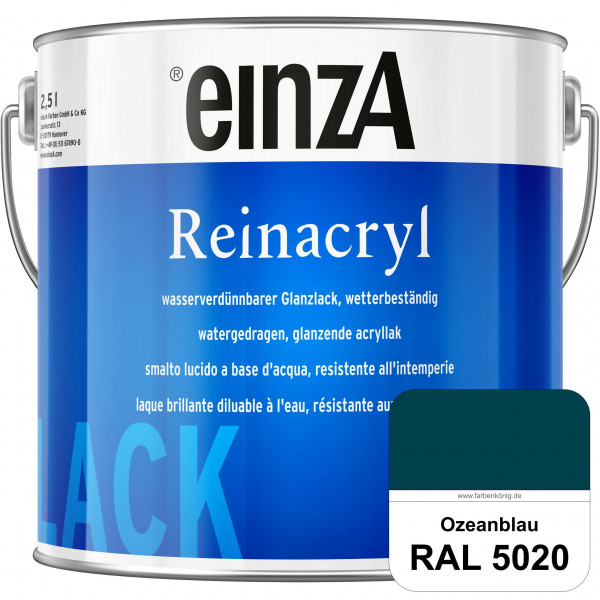 einzA Reinacryl (RAL 5020 Ozeanblau) wetterbeständige glänzende Acryl-PU-Lackfarbe