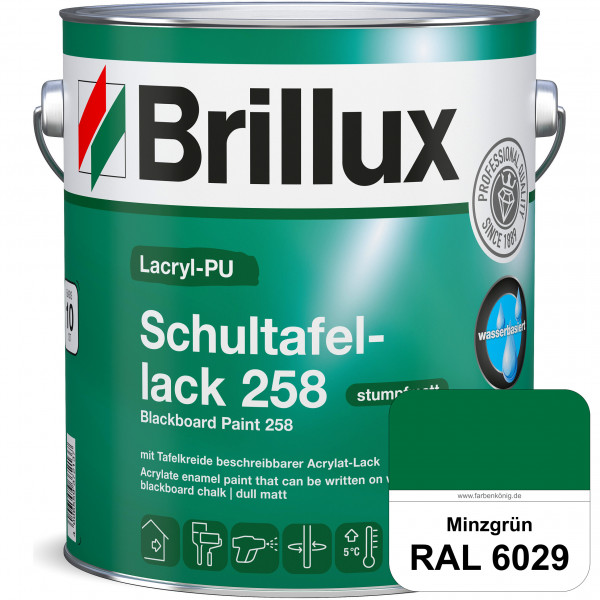 Lacryl-PU Schultafellack 258 (RAL 6029 Minzgrün) wasserbasierter und matter Schultafellack (innen)