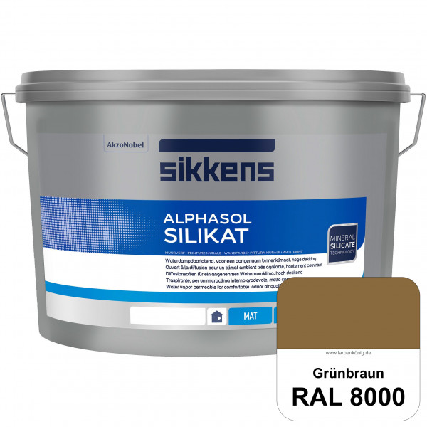 Alphasol Silikat (RAL 8000 Grünbraun) Extrem matte Premium Wandfarbe auf SOL-Silikatbasis