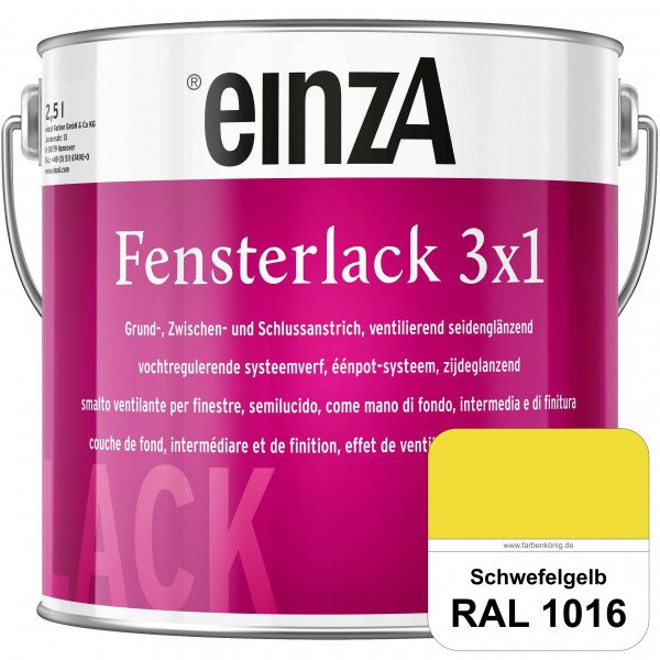 einzA Fensterlack 3 x 1 (RAL 1016 Schwefelgelb) wetterbeständiger & seidenglänzender Fensterlack