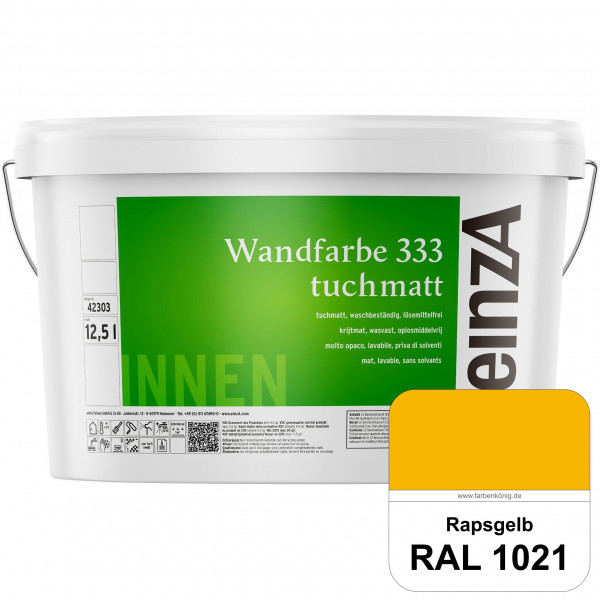 einzA Wandfarbe 333 tuchmatt (RAL 1021 Rapsgelb) Hochdeckende, waschbeständige Wandfarbe