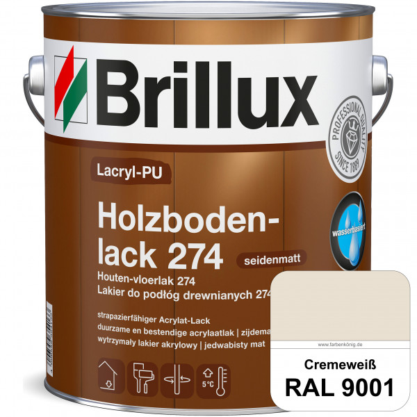 Lacryl-PU Holzbodenlack 274 (RAL 9001 Cremeweiß) hochwertige & widerstandsfähige, deckende Versiegel