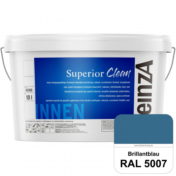 einzA Superior Clean (RAL 5007 Brillantblau) Hoch reinigungsfähige, stumpfmatte Premium-Wandbeschich