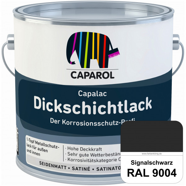 Capalac Dickschichtlack (RAL 9004 Signalschwarz) 1-Topf Metallschutzlack (löselmittelhaltig) innen &