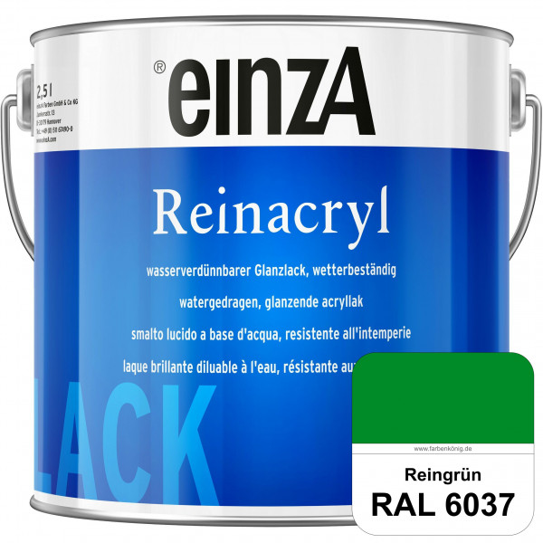 einzA Reinacryl (RAL 6037 Reingrün) wetterbeständige glänzende Acryl-PU-Lackfarbe