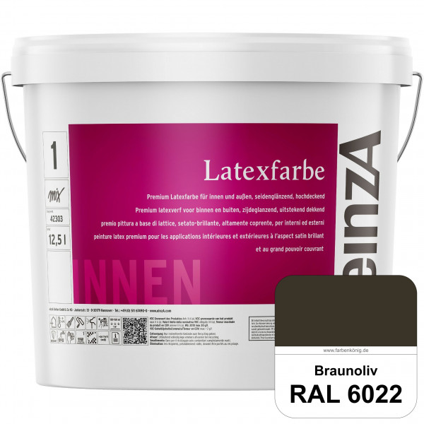 einzA Latexfarbe Premium (RAL 6022 Braunoliv) Hochwertige scheuerbeständige seidenglänzende Latexfar