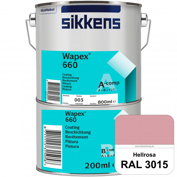 Wapex 660 Set (RAL 3015 Hellrosa) seidenglänzende 2K-Epoxidharzlack für Böden & Wände (innen)