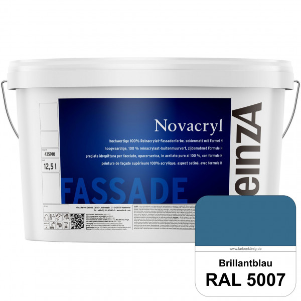 einzA Novacryl (RAL 5007 Brillantblau) Reinacrylat-Fassadenfarbe, seidenmatt